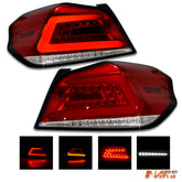 Clear Red LED 3D Stripe Bar Tail lights with Sequential Indicators for Subaru WRX & STI 2014-2021